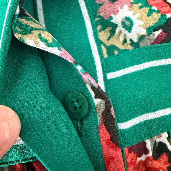 Brooks Brothers Red & Green Floral Print Pleated Long Sleeve Shirt Dress, 12 - Picture 7 of 13